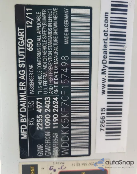 2012 Mercedes-Benz E 350 from USA, damaged, VIN WDDKK5KF7CF157498